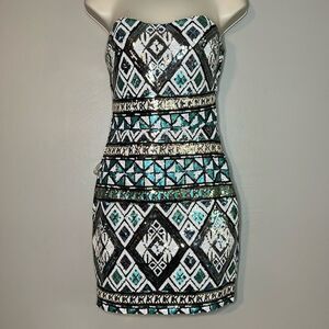 Body Central - Strapless Multicolor Sequin  Dress - Womens Juniors Size S